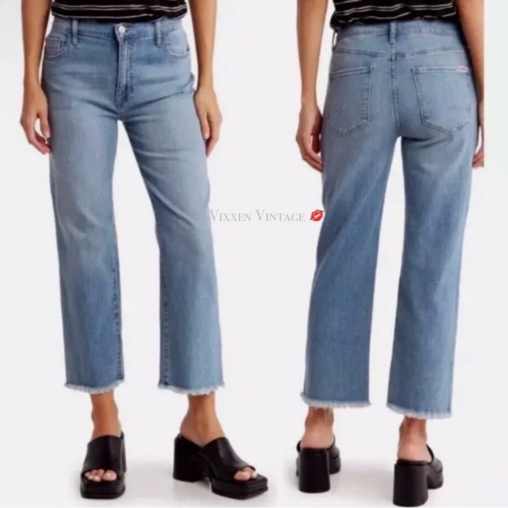 🏁SALE🏁HUDSON 'NOA HIGH RISE STRAIGHT CROP' FRAYED HEM JEANS IN AIMEE